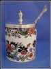 JON ANTON Vintage Bone China and Lidded Silver Plate Condiment Jelly Jar Mustard Pot ENGLAND