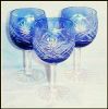 Cobalt Blue Cased Cut Crystal Cordial or Sherry Stemware