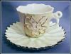 Demitasse Tea Cup & Saucer German Bavarian China Lotus Flower