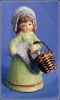 JASCO Irish Lass Ceramic Bisque Porcelain Collectible Figurine Bell with Willow Basket