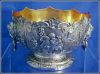 Corbell & Company (C. & Co.) Silver Plate Fruit Bowl Monteith Gold Wash Cherubs