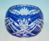 Cobalt Blue Crystal Cut to Clear Rose Bowl
