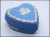 WEDGWOOD JASPERWARE LIGHT BLUE Trinket Heart Box 3 Muses Discontinued