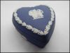 WEDGWOOD JASPERWARE PORTLAND BLUE Trinket Heart Box Dancing Discontinued