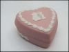 WEDGWOOD JASPERWARE PINK Trinket Heart Box Two Archers Discontinued