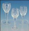 Vintage Clear CRYSTAL & GLASS CORDIALS Set of 3 Etched Flowers, Leaves & Berries