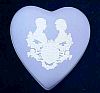 WEDGWOOD JASPERWARE Trinket Heart Box Medium Blue / PRINCE WILLIAM / THE ROYAL BIRTH 1982