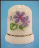 Fine Bone China Sewing THIMBLE Purple Flowers / 24K Gold Band