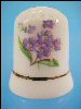 Fine Bone China Sewing THIMBLE Purple Wildflowers / 24K Gold Band
