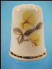 English Fine China Sewing THIMBLE Yellow Flowers / 24K Gold Band