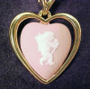 WEDGWOOD Pink JASPERWARE Cupid Heart Pendant Necklace