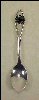 Silverplate Souvenir Collectible Demitasse Spoon RUBY BIRTHSTONE FLOWER SETTING