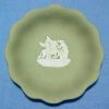 WEDGWOOD JASPERWARE Sage Green Scalloped Edge Dish Bowl Tray