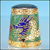 Cloisonne Dragon Thimble Hunter Green