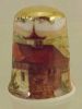 Collectible JAPANESE PAGODA Thimble #2 Stone Pagoda with Red Tile Roof