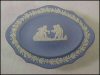 WEDGWOOD JASPERWARE BLUE Oval Scallop Box CHERUBS A1433