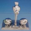 1930's ART DECO Silver Colored CHROME Figural Bird & Eggs Salt & Pepper Shakers - JAPAN