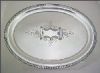 Antique Victorian Silver Plate MERIDEN B. Oval Tea Serving Tray Salver #3