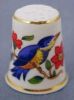 Discontinued AYNSLEY Porcelain Collectible Sewing Thimble Blue Birds / Red Flowers / Danbury Mint 