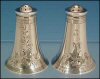 Antique FORBES SILVER CO. Quadruple Silverplate SALT & PEPPER SHAKER Set Bright Cut #58 A1471