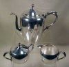 A. COHEN & SONS SILVER Vintage CROSBY Silverplate Tea Set #1440 Teapot, covered sugar bowl & creamer pitcher