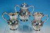 Antique Repousse MERIDEN B. Quadruple Silverplate Tea Completer Set #1957 Covered Sugar Bowl, Creamer Pitcher & Spooner 