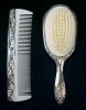 Victorian Silverplate Dresser Vanity Set - Silverplate Brush & Silverplate Comb Set A1628