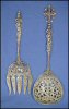 Vintage Italian Silver Plate Brass Repousse Chased Salad Serving Spoon Fork Set CHERUBS / PUTTI Made in Italy A1685