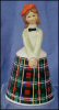 Vintage SCOTLAND LASS Tartan Dress Figural Porcelain China Collector Bell A1725