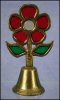 Vintage STAINED GLASS / CAST STEEL Hand-made Bell  FLOWER MOTIF - RETRO! A1744
