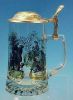 Vintage DOMEX Etched Etch Glass Beer Stein Made in Italy LIDDED THE FOUR (4) SEASONS