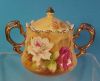 Vintage LEFTON China Covered Sugar Bowl Heritage Brown Floral A1819