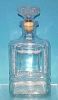 Antique Glass WHISKEY DECANTER BOTTLE Glass & Cork Stopper - ZIPPER DECANTER