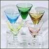 Vintage Hand Blown Jewel Color Crystal Glass Stemmed SHERBET CHAMPAGNE CORDIAL SHERRY PORT WINE Glasses Set of Five
