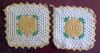 Vintage Pair CROCHET LACE YELLOW ROSE POTHOLDER / POT HOLDER SET