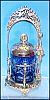 Victorian Silverplate PICKLE CASTOR / PICKLE CASTER / COBALT BLUE CRYSTAL ART GLASS  - Grapes & Pheasant Birds