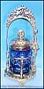Victorian Silverplate PICKLE CASTOR / PICKLE CASTER / COBALT BLUE CRYSTAL ART GLASS  - Grapes & Pheasant Birds