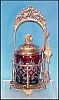 Victorian Silverplate PICKLE CASTOR / PICKLE CASTER / RUBY RED CRYSTAL ART GLASS   - Grapes & Pheasant Birds