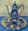 TOWLE SILVERPLATE TEA SET Coffee Teapot, Lidded Sugar Bowl, Creamer & Tray #477 272 A1941