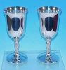 Vintage Pair Silverplate CHALICE / WINE / WATER GOBLETS Wm. Rogers #395 A1957