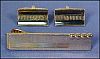 Vintage 1950's Cufflinks & Tie Bar Clasp Set - Gold Tone Waves & Beads