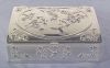 Large Ornate SILVER PLATE JEWELRY BOX REPOUSSE HUMMINGBIRDS A2041