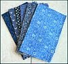 Set of Six (6) Vintage Cotton Quilt Fat Quarters 18" x 22" Dark Blue