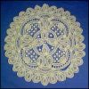 Vintage HANDMADE WHITE LACE DOILY ROUND 12" x 12.5" A2068