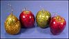 Vintage Victorian Glitter Fruit Ornaments Set of 4 - Pear, 2 Red Apples, 1 Green Apple