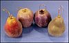 Vintage Victorian Frosted Iridescent Beaded Fruit Ornaments Set of 4 - 2 Pears, 1 Apple, 1 Pomegranate