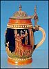 Vintage MARZI & REMY Miniature Lidded Beer Stein - German Hiker, Deer, Forest A2134