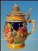 Vintage ECKHARDT & ENGLER 1/8L Lidded German Beer Stein - Western Germany - Three Men in a Pub A2135 