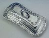 ENGLISH SILVER MFG. CORP. 3-Piece Silverplate Covered BUTTER DISH BUTTER KEEPER Glass Insert A2187
