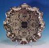 Vintage Footed Engraved Silverplate Tray 13-1/2" Diameter A2198